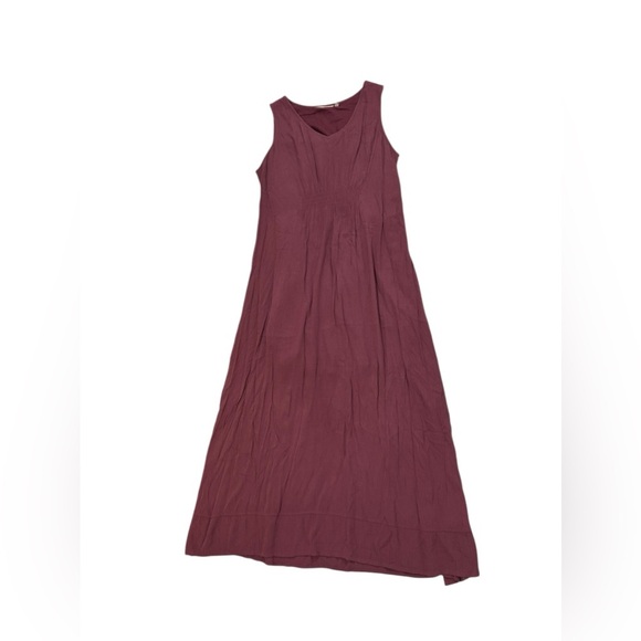 Soft Surroundings Medium Maxi Dress Katriane Mauve Pink Crinkle Sleeveless Lined - Picture 1 of 9